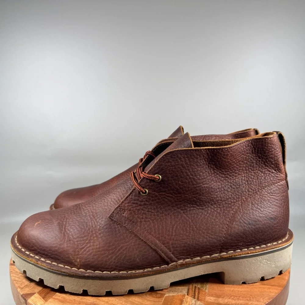Clarks Collection Brown Pebbled Leather Chukka Boots‎ Mens 11.5 M